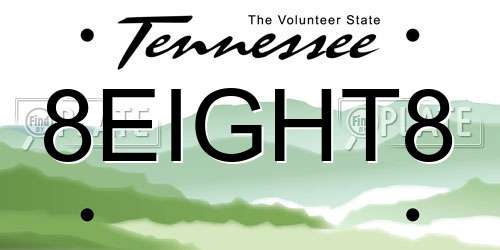 8EIGHT8 Tennessee License Plate