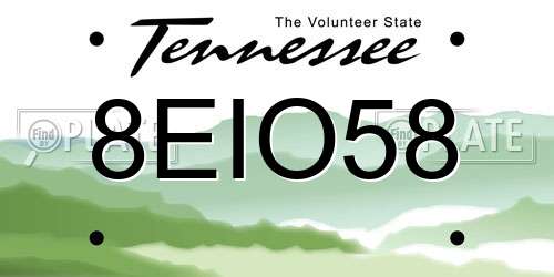 8EIO58 Tennessee License Plate
