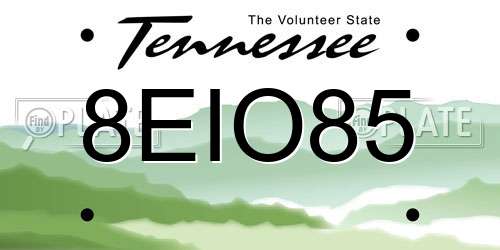 8EIO85 Tennessee License Plate