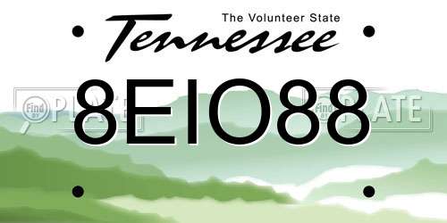 8EIO88 Tennessee License Plate