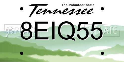 8EIQ55 Tennessee License Plate