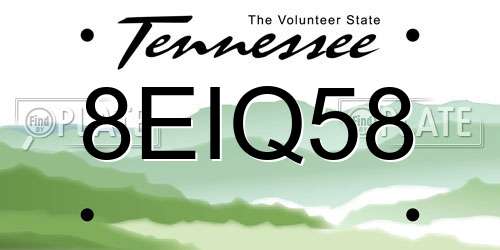 8EIQ58 Tennessee License Plate