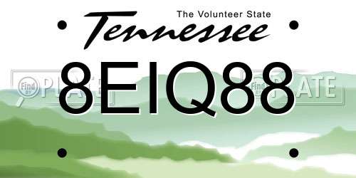 8EIQ88 Tennessee License Plate