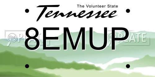 8EMUP Tennessee License Plate