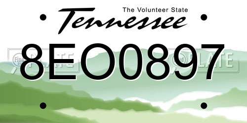 8EO0897 Tennessee License Plate