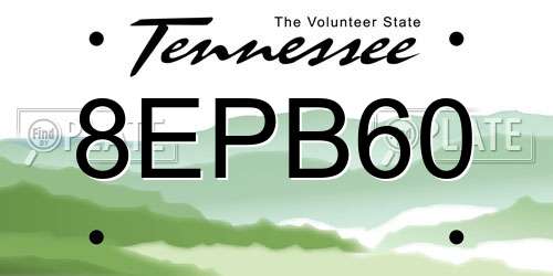 8EPB60 Tennessee License Plate