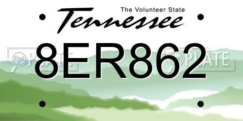 8ER862 Tennessee License Plate