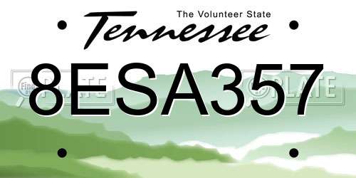 8ESA357 Tennessee License Plate