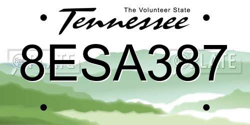 8ESA387 Tennessee License Plate