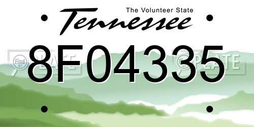 8F04335 Tennessee License Plate