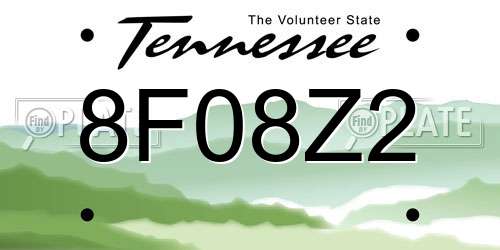 8F08Z2 Tennessee License Plate