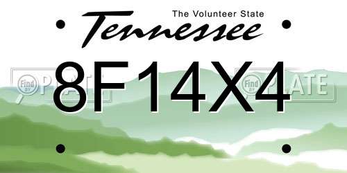 8F14X4 Tennessee License Plate