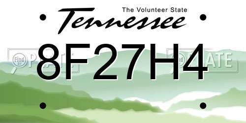 8F27H4 Tennessee License Plate