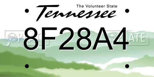 8F28A4 Tennessee License Plate