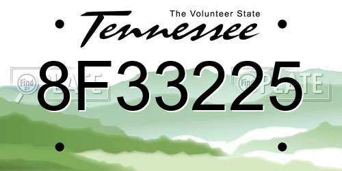 8F33225 Tennessee License Plate