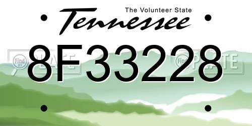 8F33228 Tennessee License Plate