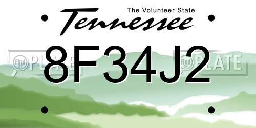 8F34J2 Tennessee License Plate