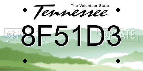 8F51D3 Tennessee License Plate