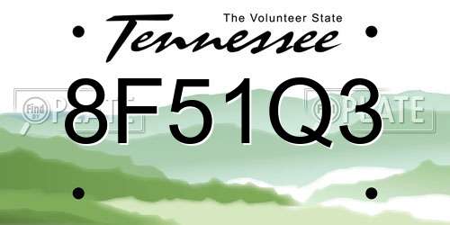 8F51Q3 Tennessee License Plate