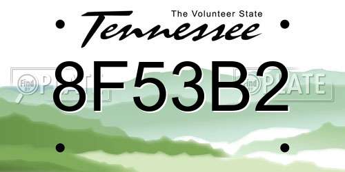 8F53B2 Tennessee License Plate