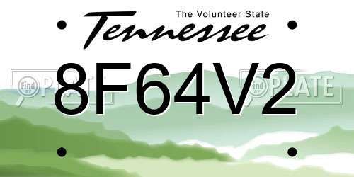 8F64V2 Tennessee License Plate