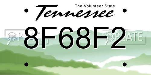 8F68F2 Tennessee License Plate