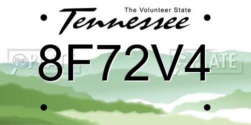 8F72V4 Tennessee License Plate