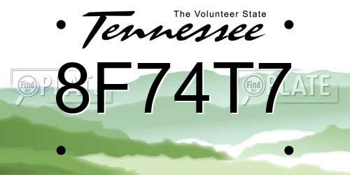 8F74T7 Tennessee License Plate