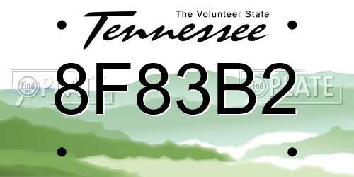8F83B2 Tennessee License Plate