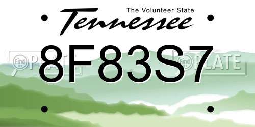 8F83S7 Tennessee License Plate