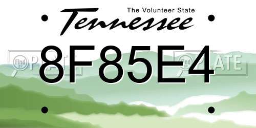 8F85E4 Tennessee License Plate