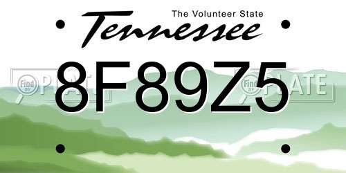 8F89Z5 Tennessee License Plate