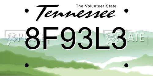 8F93L3 Tennessee License Plate