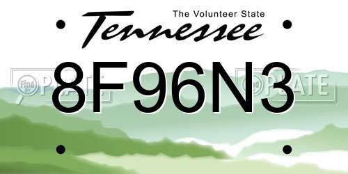 8F96N3 Tennessee License Plate