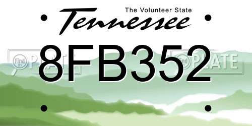 8FB352 Tennessee License Plate