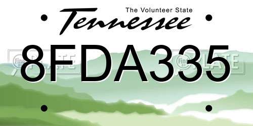 8FDA335 Tennessee License Plate