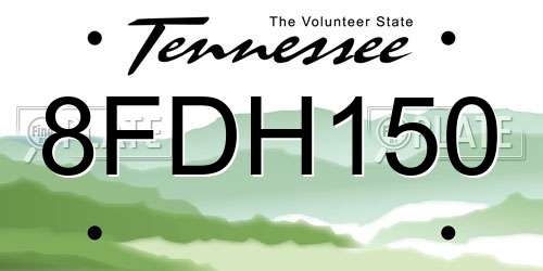 8FDH150 Tennessee License Plate