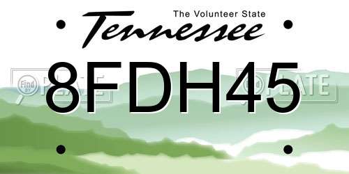 8FDH45 Tennessee License Plate