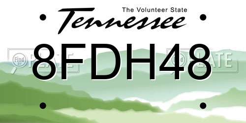 8FDH48 Tennessee License Plate