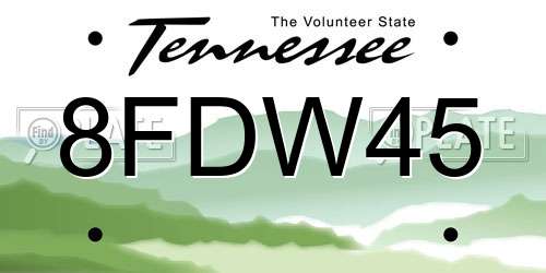 8FDW45 Tennessee License Plate