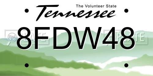 8FDW48 Tennessee License Plate