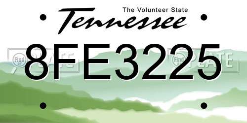 8FE3225 Tennessee License Plate
