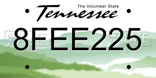 8FEE225 Tennessee License Plate