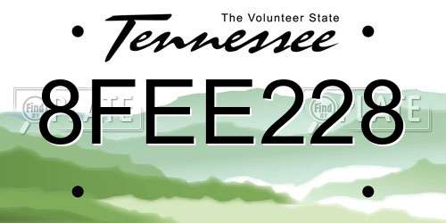 8FEE228 Tennessee License Plate