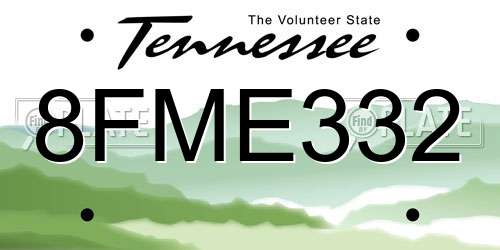 8FME332 Tennessee License Plate