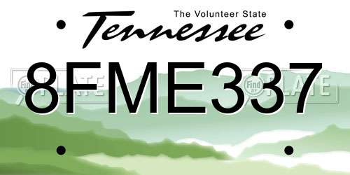 8FME337 Tennessee License Plate