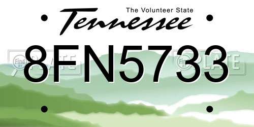 8FN5733 Tennessee License Plate