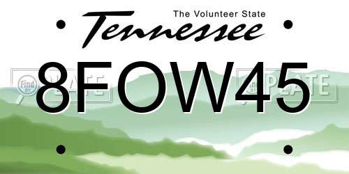 8FOW45 Tennessee License Plate