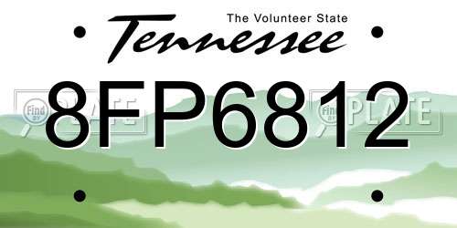 8FP6812 Tennessee License Plate