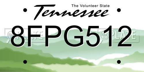 8FPG512 Tennessee License Plate